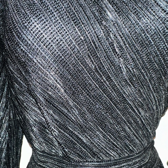 REVOLVE- SAYLOR- Alora Plisse One Shoulder MIDI Dress Black Metallic Size Medium - Picture 5 of 7